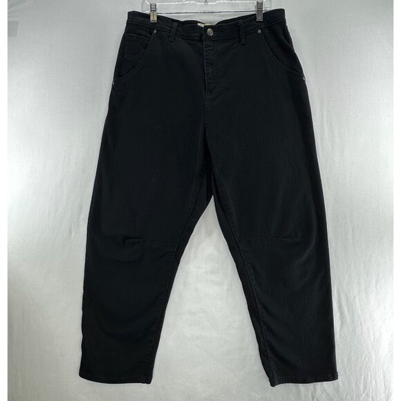 Farmers Market Tapered Jeans Womens 16 High Rise Stretch Denim Zip Button Black - Picture 1 of 13